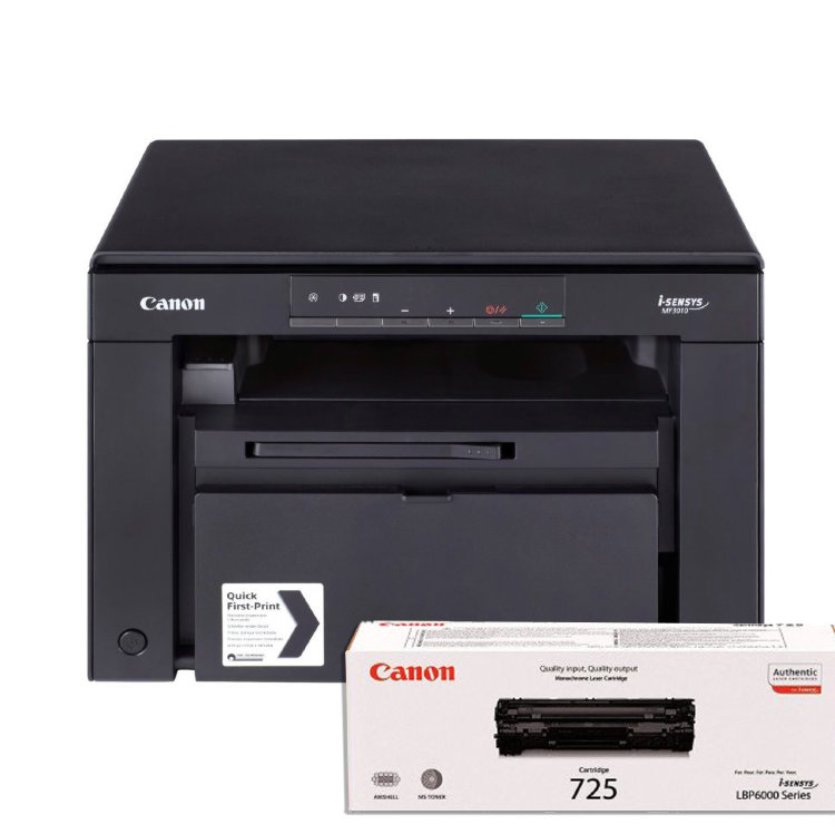 МФУ Canon i-SENSYS MF3010 PRINT/COPY/SCAN (Картридж 725) + 1 оригинальный картридж дополнительно