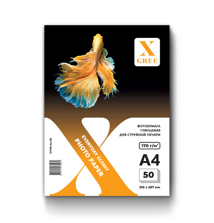 E7170-A4-50 Фотобумага для струйной печати X-GREE Глянцевая EVERYDAY A4*210x297мм/50л/170г NEW (22)