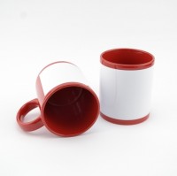 Кружка цветная с белым окошком MT-B010 для сублимации, 11oz, Красная  (48)